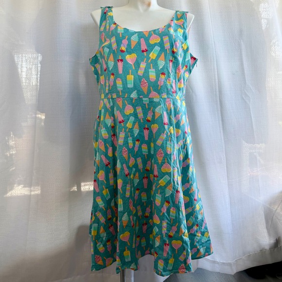 Royal Monk Dresses & Skirts - Royal Monk Ice Cream Print Dress 3XL Retro Novelty Summer Twee